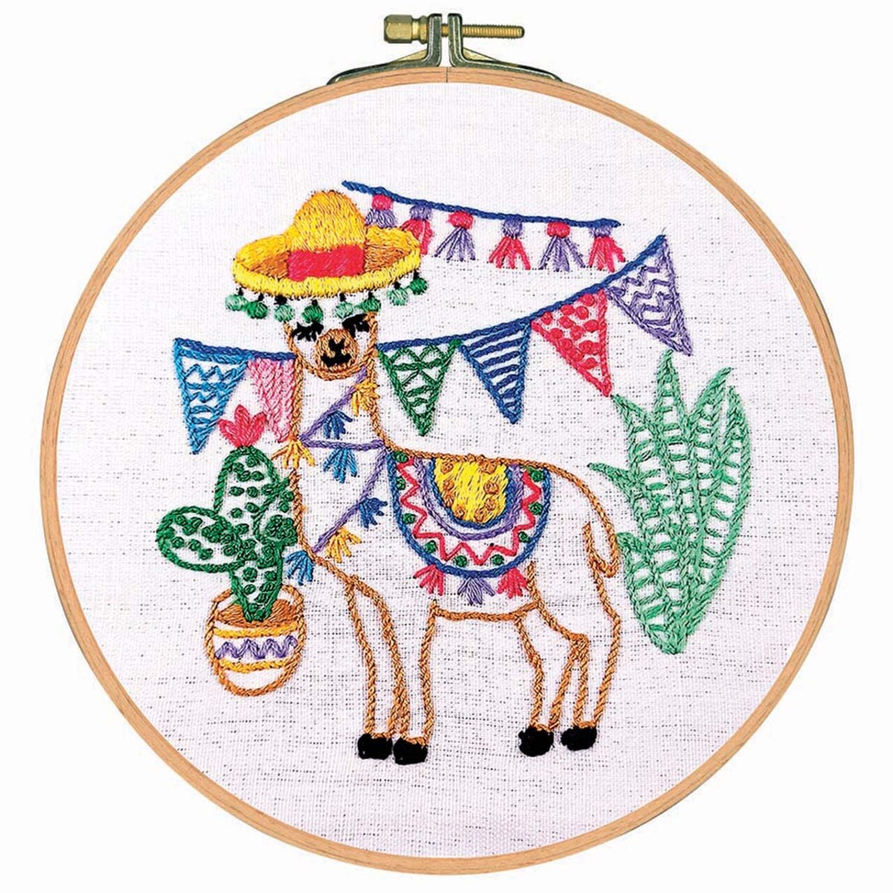 Craftways Fiesta Llama Hoop Stamped Embroidery Kit